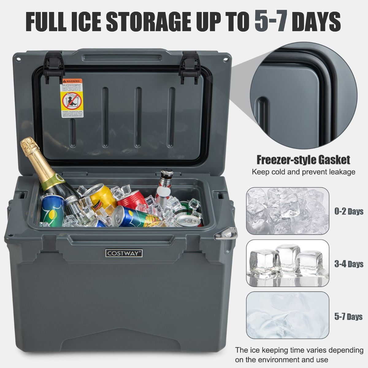 Glacière Coast - moulée par rotation - isotherme - 21 litres - grise