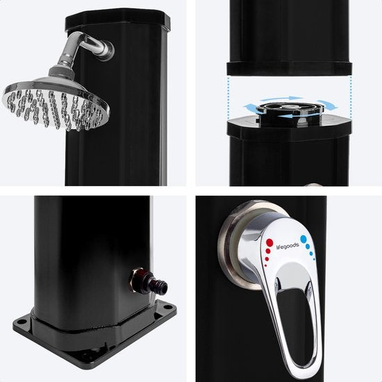 LifeGoods Douche extérieure - solaire - 35L - noir
