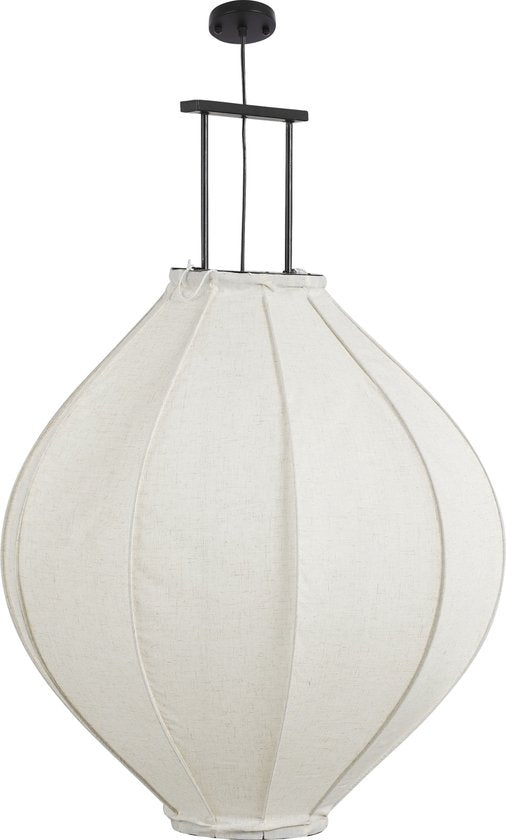 Lampe pendante - Mica Decorations  - H94 x Ø70 cm - Lin - Blanc cassé