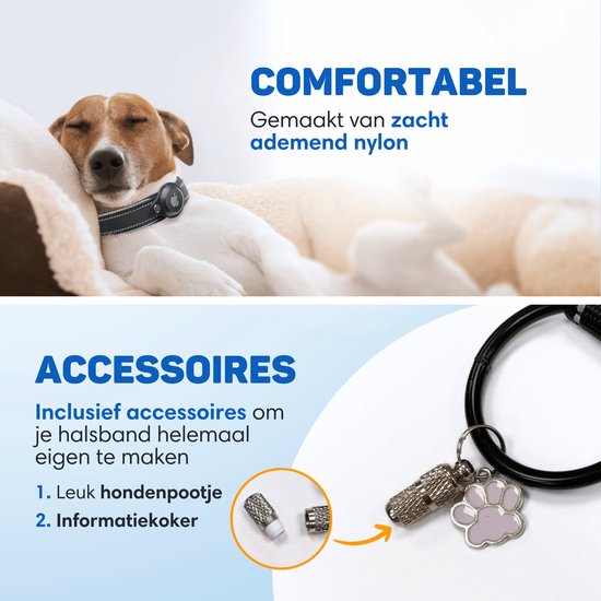 Vulpes Goods® Pets - Collier pour chien compatible avec l'Apple AirTag - Collier Apple AirTag pour chiens Pro - Sûr, léger, réfléchissant et confortable - Résistant aux rayures et à l'eau - 2 accessoires inclus - 36-44 cm - M