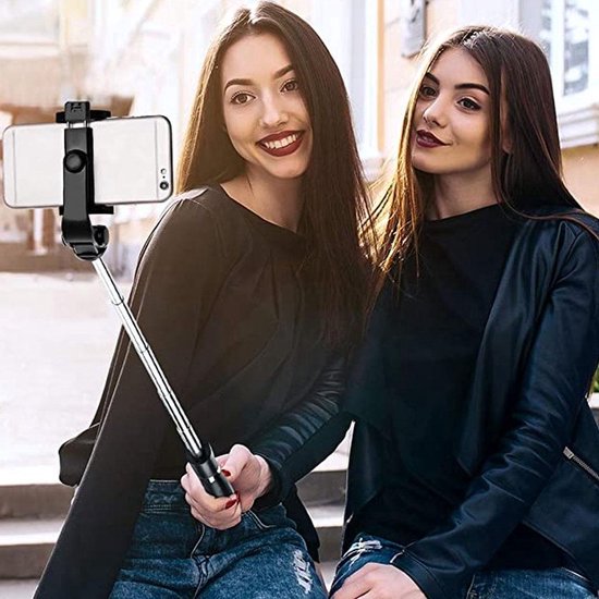 Studio ME Selfie Stick Universal - Trépied - Convient pour téléphone et caméra d'action - 100 cm - Selfie Stick - Rotation à 360° - Télécommande Bluetooth - Support de téléphone