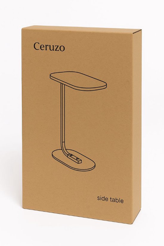 Ceruzo Side Table - Table banc blanche - Métal et bois - Table basse - Forme C - Compacte - 45x28x60cm