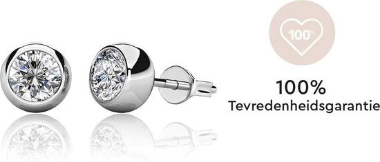 Yolora Boucles d'oreilles pour dames avec cristaux Kalpa Camaka ronds - couleur argent - plaqué or blanc 18K