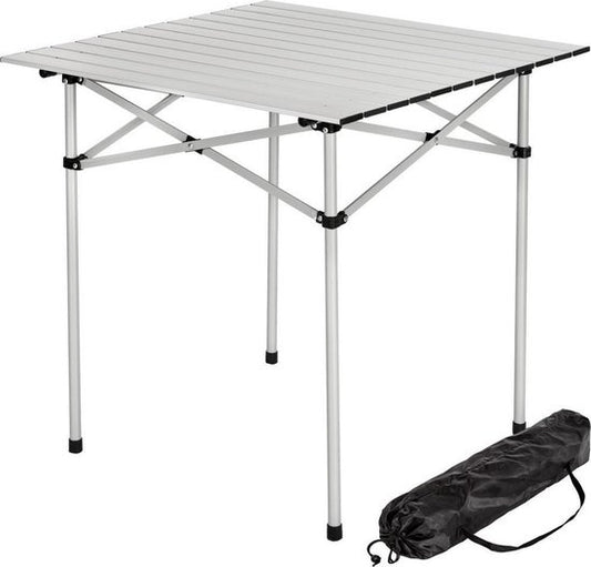 tectake® - Table de camping - Pliante - Sac de transport inclus - 70 x 70 cm - Gris