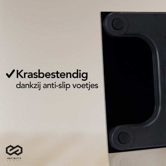 Infinity Goods Pèse-personne numérique avec application - Pèse-personne intelligent - Pèse-personne intelligent avec analyse corporelle - Noir