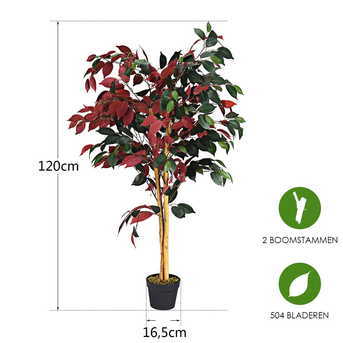 Côte 120 cm grand ficus vert dans le pot avec arbre artificiel plantes vertes réalistes
