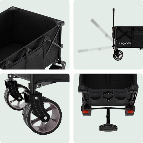 Chariot LifeGoods - XXL - pliable - 300L - Max 150KG - Noir