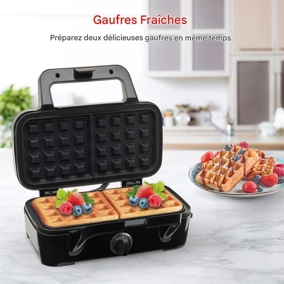 Appareil multifonction 3-en-1 KitchenBrothers  - Gaufrier/Grill/Croque monsieur - Plaques interchangeables - acier inoxydable