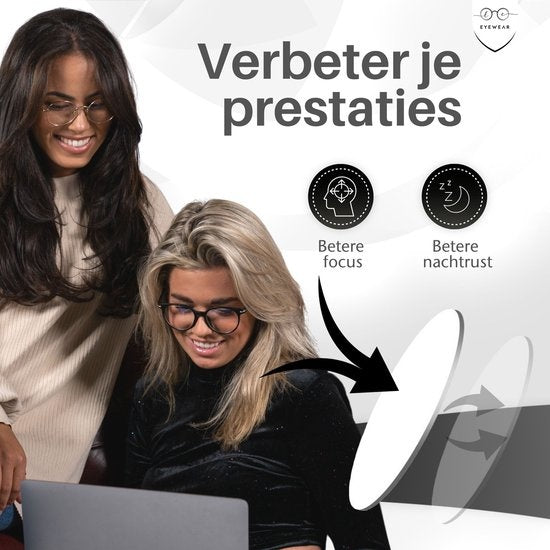 LC Eyewear Display Glasses - Lunettes à lumière bleue - Etui à lunettes inclus - Unisexe - Noir mat