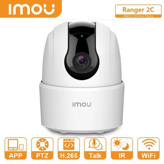 Imou Ranger 2C - Caméra de sécurité intelligente 1080p avec détection de personnes, vision nocturne et connexion Wi-Fi sans fil pour la sécurité domestique