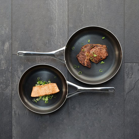 Crowd Cookware - Blackbeard pan set - Ø24 + 28 cm - acier inoxydable - Résistant aux rayures et antiadhésif - Convient à toutes les sources de chaleur, y compris le four - Lavable au lave-vaisselle