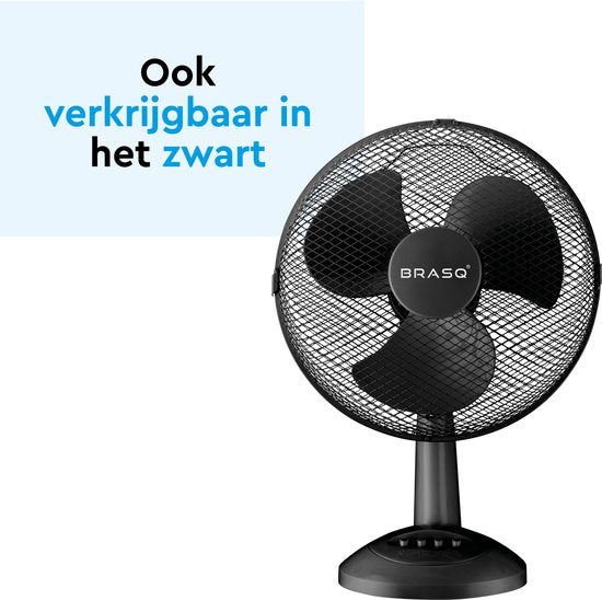 BRASQ Ventilateur de table - 30 cm - Blanc - 3 vitesses - Ventilateur de table - 40 watts