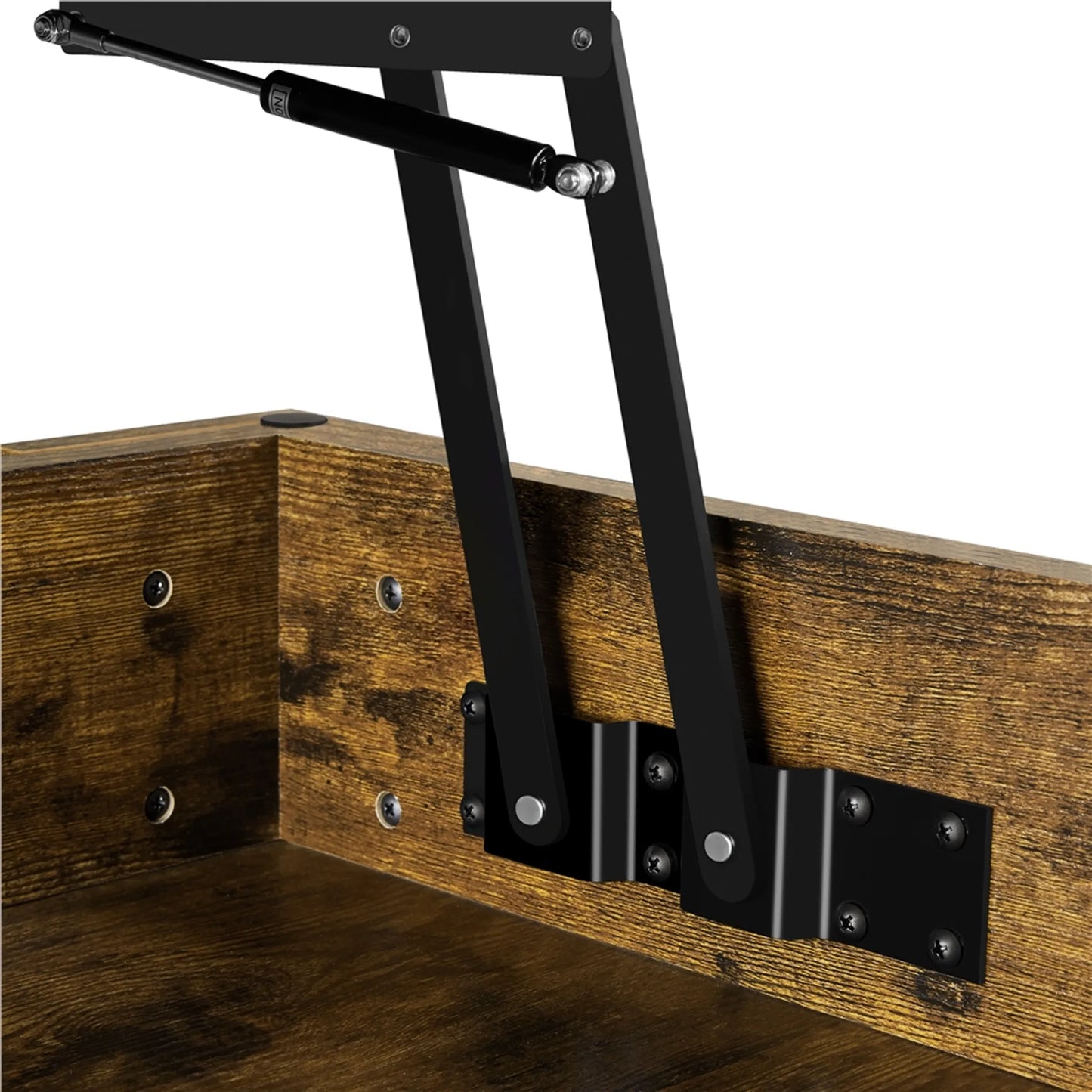 Yaheetech Table Basse avec Fonction Lift-Top - Avec Rangement Caché et Dégagement Inférieur Réglable et Mécanisme à Ressort - Pour Salon et Bureau - Mdf Marron Rouille et Métal - 120 x 59 x 49.5-62.5 cm