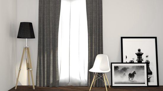 Larson - Rideau occultant tissé de luxe - Anneaux - Gris clair - 300 x 250 cm - Occultant et prêt à poser