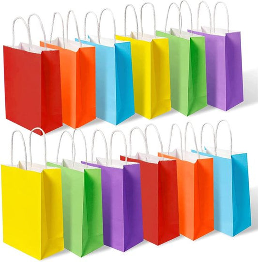 Partizzle 24x Sacs de distribution en papier - Sacs de bonbons pour enfants - Sacs de distribution pour fêtes d'enfants - Petits sacs de jouets - Sacs de distribution de bonbons pour carnaval Sacs de friandises pour jouets - 21x15 cm
