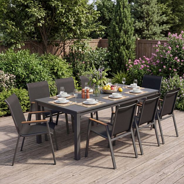 Coast Garden Chairs Set of 2 Grey - Chaises de terrasse empilables avec dossier haut - 56 x 66 x 88 cm