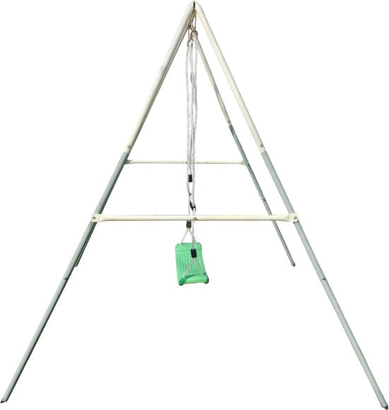 Balançoire 2-en-1 AXI en métaux, couleur verte/crème – Balançoire évolutive - Ensemble de balançoire autonome avec siège en plastique et siège pour bébé - Ensemble de balançoire pour enfants