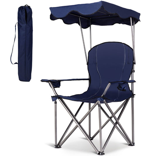 Coast Chaise de camping pliable - parasol - porte-gobelet Sac de transport - 96,5 x 67,5 x 130 cm - bleu