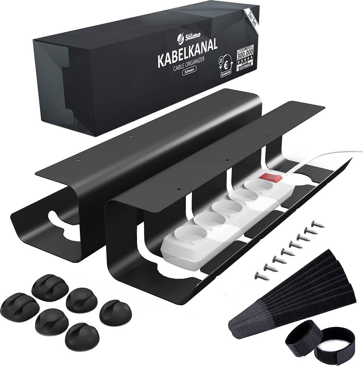 Lot de 2 - Organisateur de câbles Stilemo -Support pour cables - 43cm - 5 KG de capacité de charge - Noir