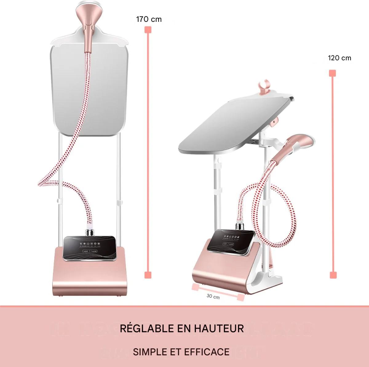 Défroisseur à linge Niceey - 1800W - avec planche à repasser - Rose