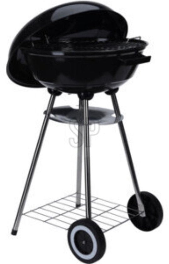 Barbecue à charbon de bois sphérique sur roulettes, 46 cm, noir