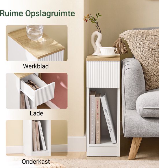 SoBuy Table de chevet, pour salon, chambre à coucher FBT111-W