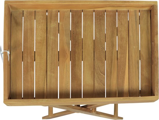 Table d'appoint pliable AXI Inda Teak – Avec plateau amovible – 39 x 29 x 50 cm – Bois de teck – Légère – Pliable – Pour le jardin, la terrasse et le balcon