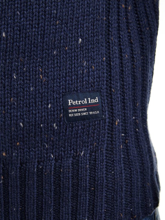 Petrol Industries - Pull en maille à demi-zip pour homme Denver - Bleu - Taille L