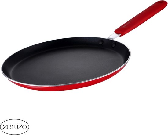 Poêle à crêpes Ceruzo sans PFAS - 24 cm - Jazzy Red - Revêtement antiadhésif en céramique - Induction - Crêpes