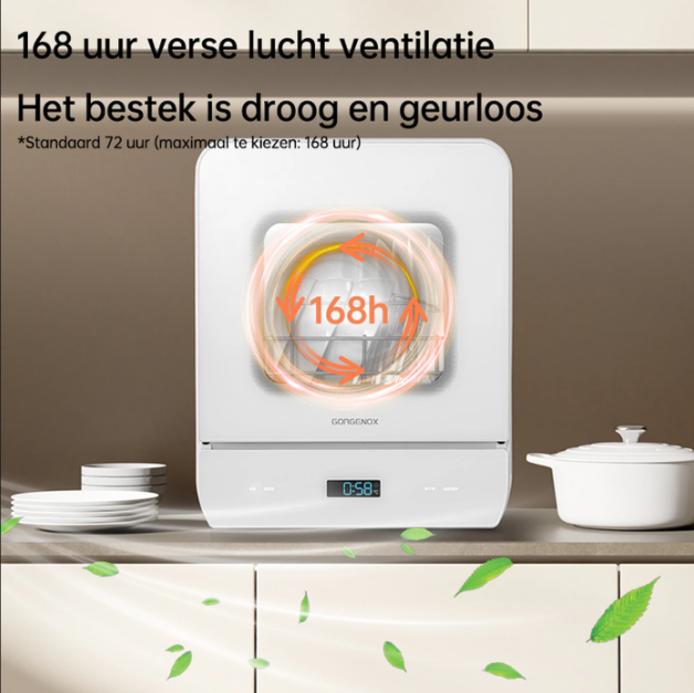 Lave-vaisselle de table GORGENOX 3 couverts - 4-en-1 avec stérilisation UV