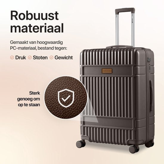 Ensemble de valises SKYCASES - Classic Heritage – 3 pièces – Valises cabine et en soute – 36 L/63 L/100 L – Serrure TSA – Roulettes silencieuses à 360° – Légères – Trolley – Marron