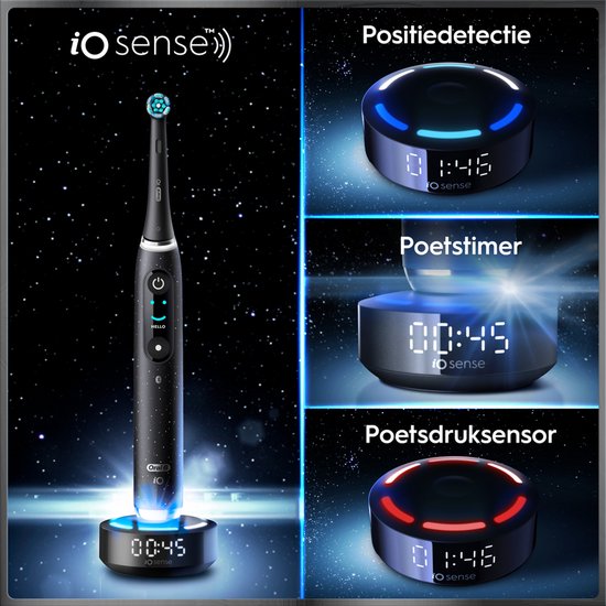 Brosse à dents électrique Oral-B iO 10 - Noire - avec étui de voyage rechargeable et support pour brossettes