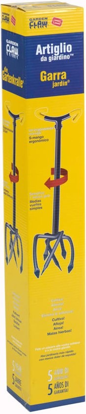 Gardenclaw Garden Claw GC821-06 - Fourche à désherber - 14.5 x 14.5 x 95.5 CM - Ameublir le sol, Désherber, Aérer le sol, Cultiver - Bleu/Jaune