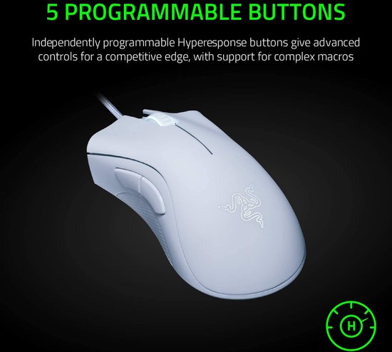 Razer DeathAdder Essential - Souris de jeu filaire - Ergonomique - Programmable - 6 400 DPI - Optique - Blanche