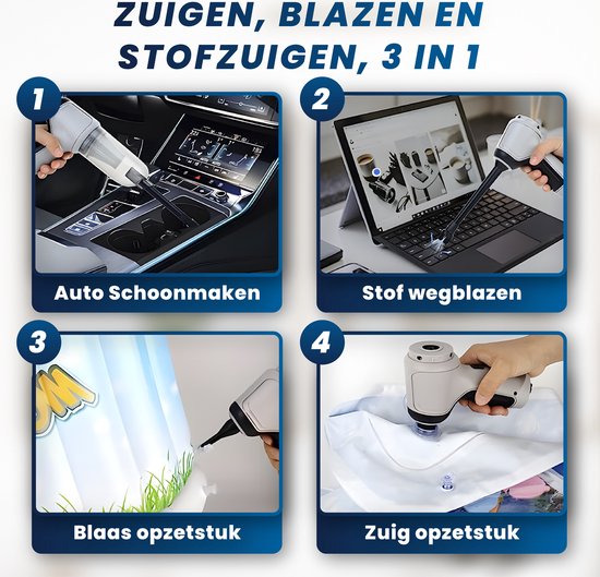 HomeShift® Aspirateur de voiture sans fil V2 - Aspirateur à miettes - Aspirateur à main - Petit aspirateur - Aspirateur sans fil - Air Duster - Wet & Dry - Gris