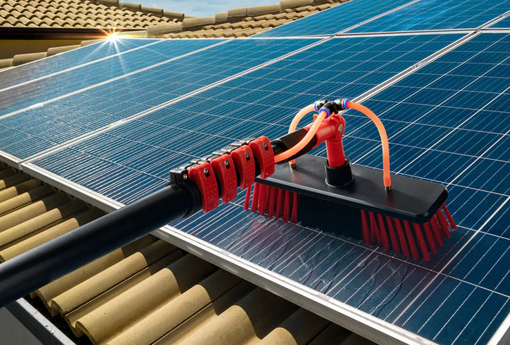 Brosse de Lavage Télescopique - Hortensus - 4,6 m – Balai de Jardin avec Adaptateur d’Angle – 29 x 7 x 10 cm - Rouge