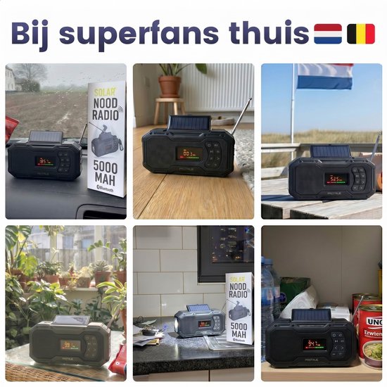 Radio d'urgence à énergie solaire et à remontage manuel - Radio d'urgence FM/AM - Batterie externe solaire de 5 000 mAh - Enceinte de chantier - Radio de salle de bain - Kit d'urgence
