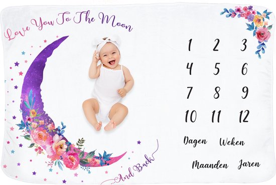 Couverture d'étape pour bébé 'Pink Moon' - Frummel - Cadeau de maternité - 100×150 cm - blanc