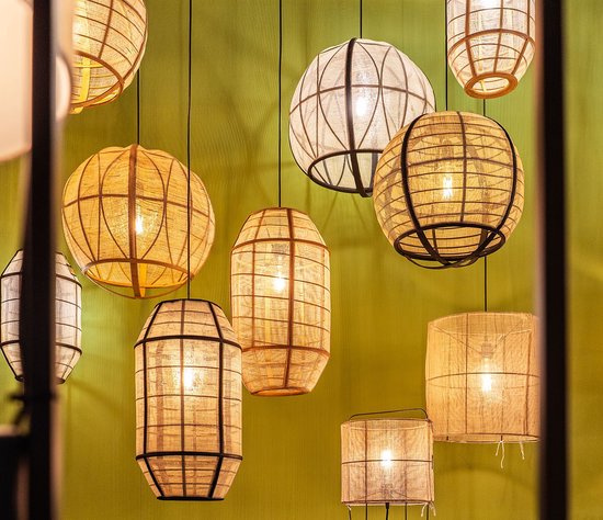 Mica Decorations Lampe pendante Pella - H44 x Ø45 cm - Lin - Beige