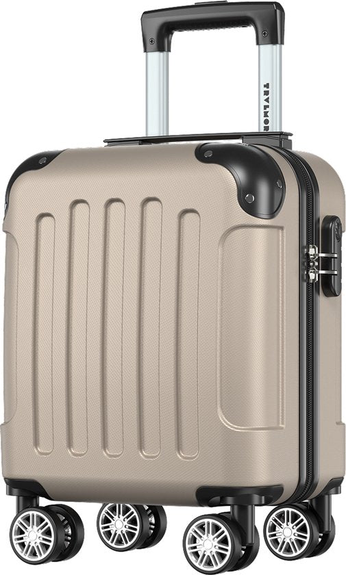 Valise cabine TRVLMORE - 40 x 30 x 20 cm - À placer sous le siège - 24 L - Serrure à combinaison - 4 roulettes - Champagne