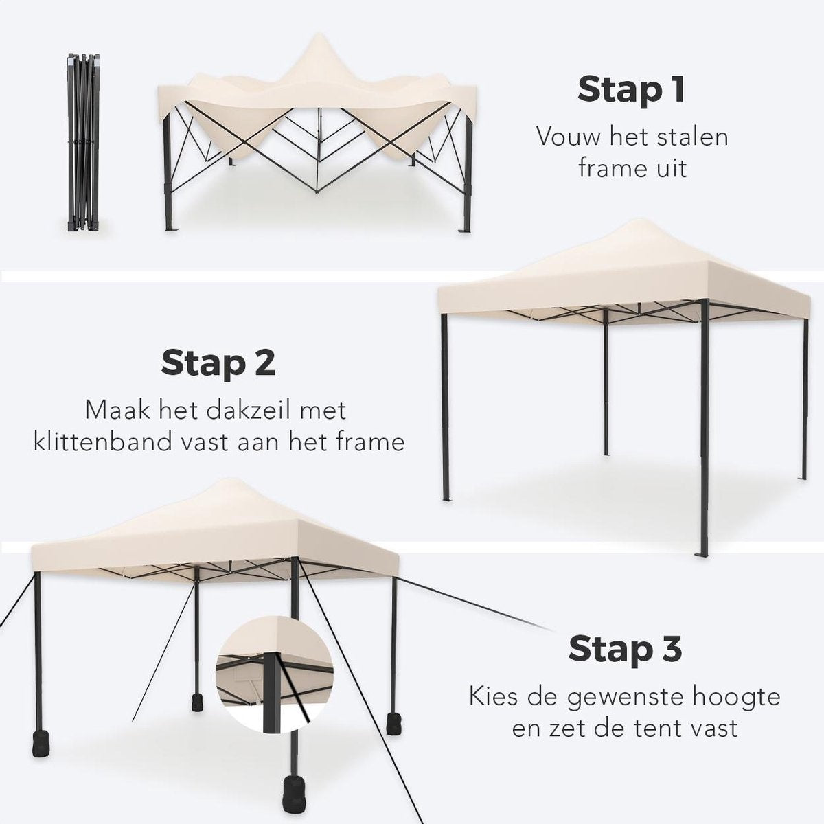 Tonnelle de jardin - LifeGoods - Tente de jardin Pavillon 3x3 m pliable Beige
