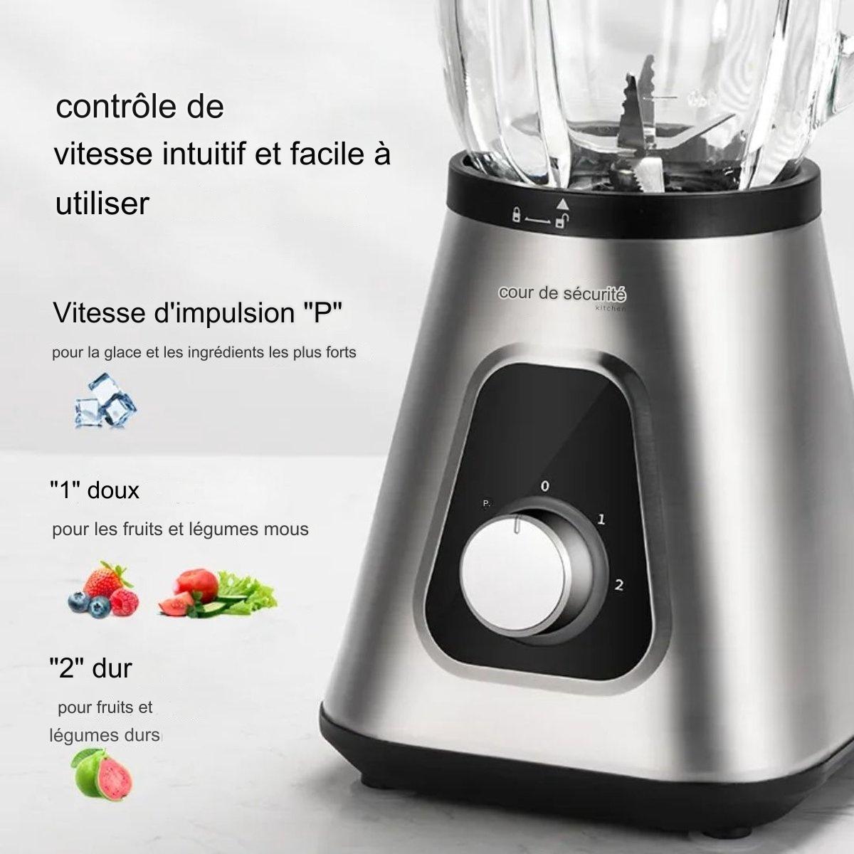 Mixeur Safecourt Kitchen- 1200 watts-  3 positions - acier inoxydable