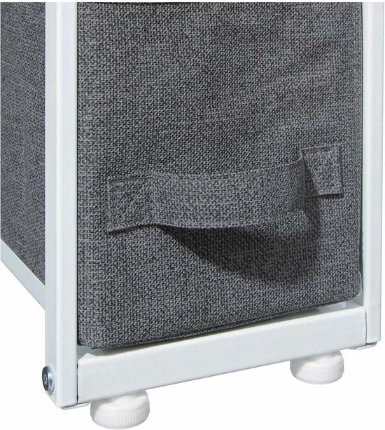 5Five Meuble de rangement à paniers / meuble de salle de bains - 4 paniers - 20 x 48 x 77 cm - métal/bois/tissu - gris foncé