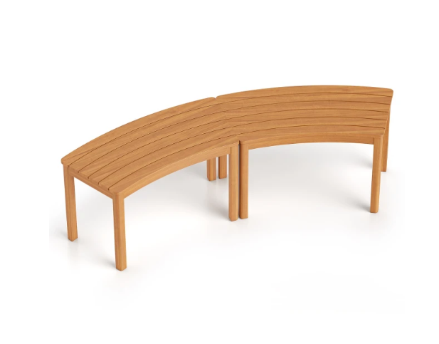 Coast Lot de 2 bancs de jardin en bois - Bois d'acacia - Résistant aux intempéries - Capacité de charge de 180 kg - Naturel