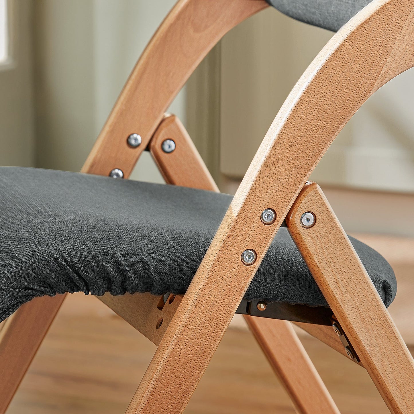 SoBuy Chaise pliante en bois avec assise rembourrée - 47x57x79 cm - Bois de hêtre