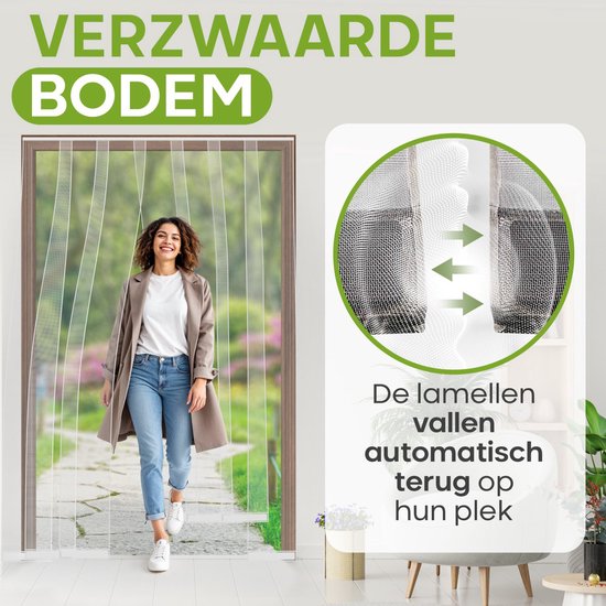 O'DADDY® Fly Curtain Slat Screen - 184x260 cm - Rideau de porte - Porte - Design ajustable - Fibre de verre - Moustiquaire de porte blanche