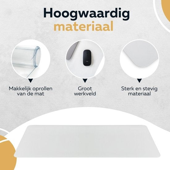 WURK Professional Desk Pad Transparent - Organisateur de bureau - Inclut un clip pour câble - 80x40