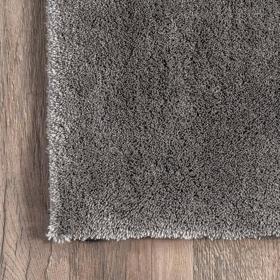 Flycarpets Solid : tapis à poils longs et lavable, couleur unie - Gris - Tapis de salon - 160 x 230 cm