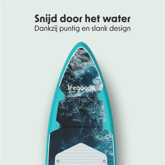 LifeGoods SUP Board Touring - Capacité de charge 165 KG - 365 x 76 cm - Gonflable - Pack Sup complet - Bleu foncé