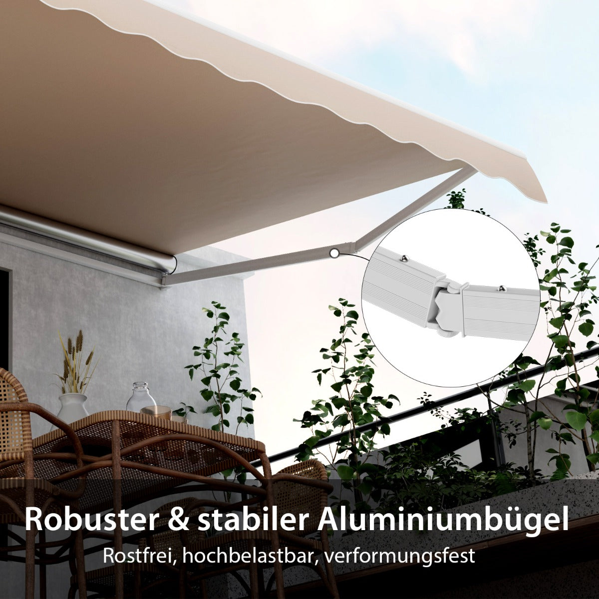 Store Coast avec manivelle - 4 x 2,5 m - Beige